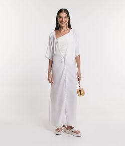 Saída de Praia Vestido Longo em Viscose com Amarração Frontal