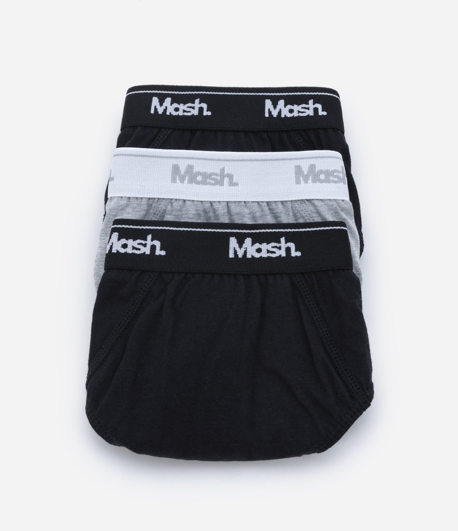 Kit 03 Cuecas Slip em Meia Malha com Cós Elástico Mash Preto/ Cinza 4