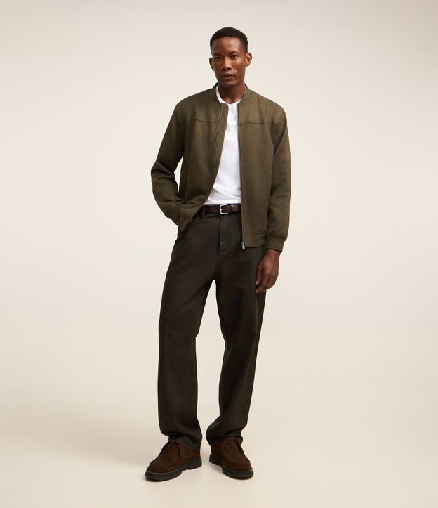 Jaqueta Bomber com Zíper e Bolsos