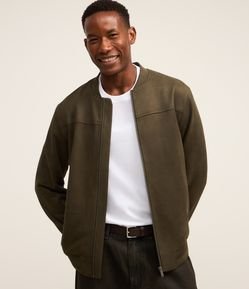 Jaqueta Bomber com Zíper e Bolsos
