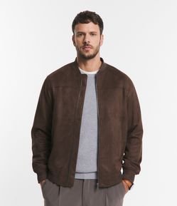Jaqueta Bomber com Zíper e Bolsos