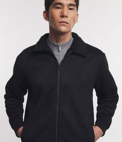 Jaqueta Bomber em Suedine com Forro em Sherpa