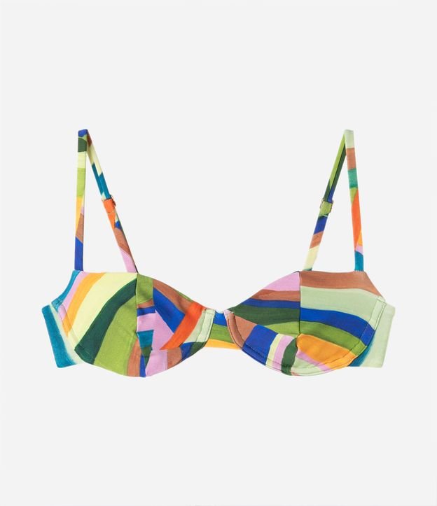 Biquíni Top Meia Taça em Microfibra com Estampa de Folhagens