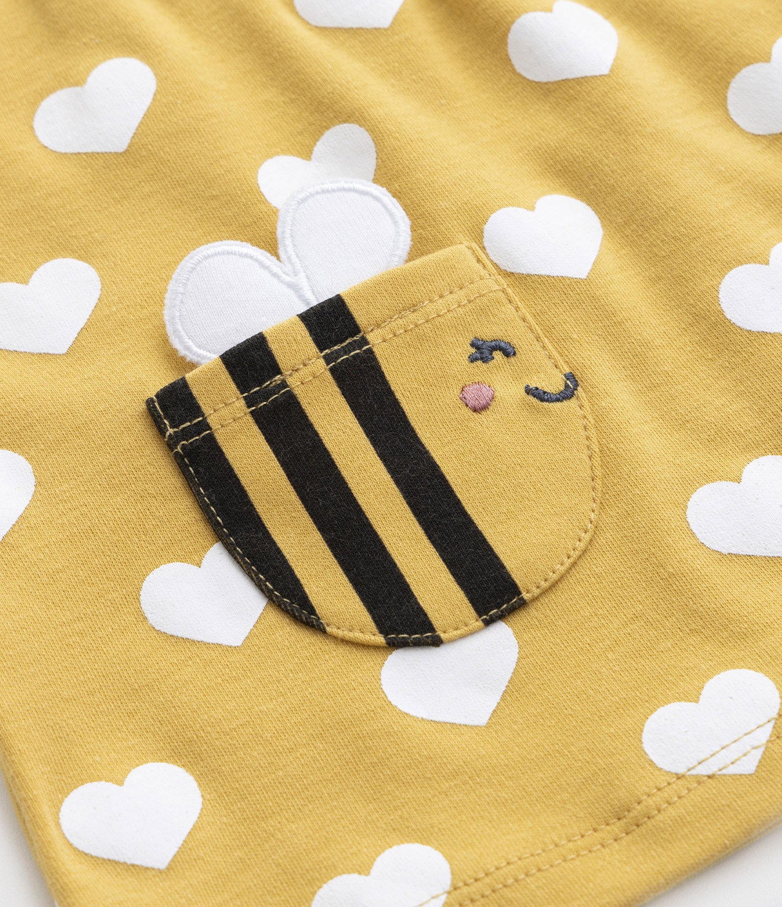 Conjunto Infantil em Algodão com Estampa de Corações - Tam  0 a 18 meses Amarelo 4