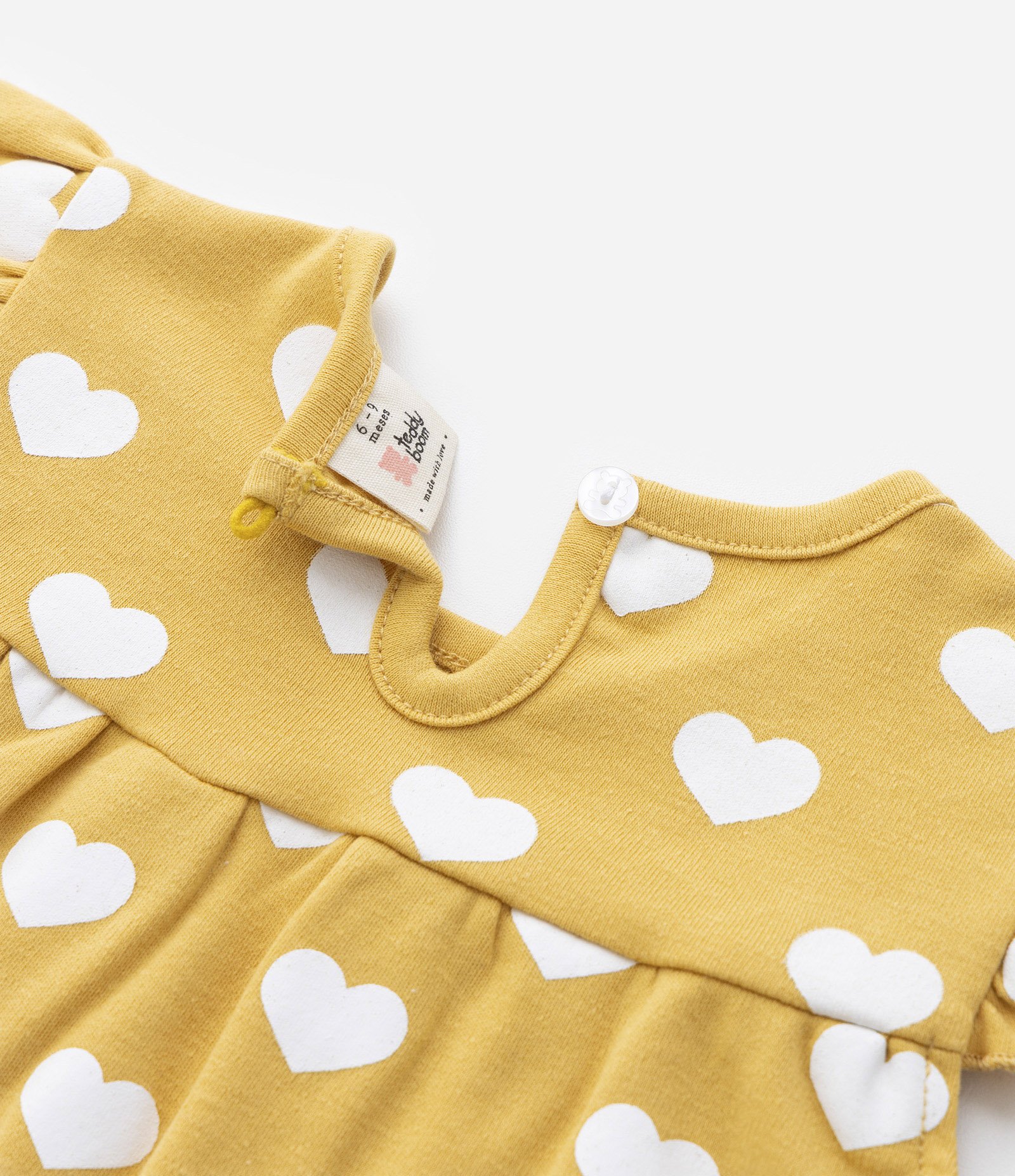 Conjunto Infantil em Algodão com Estampa de Corações - Tam  0 a 18 meses Amarelo 6