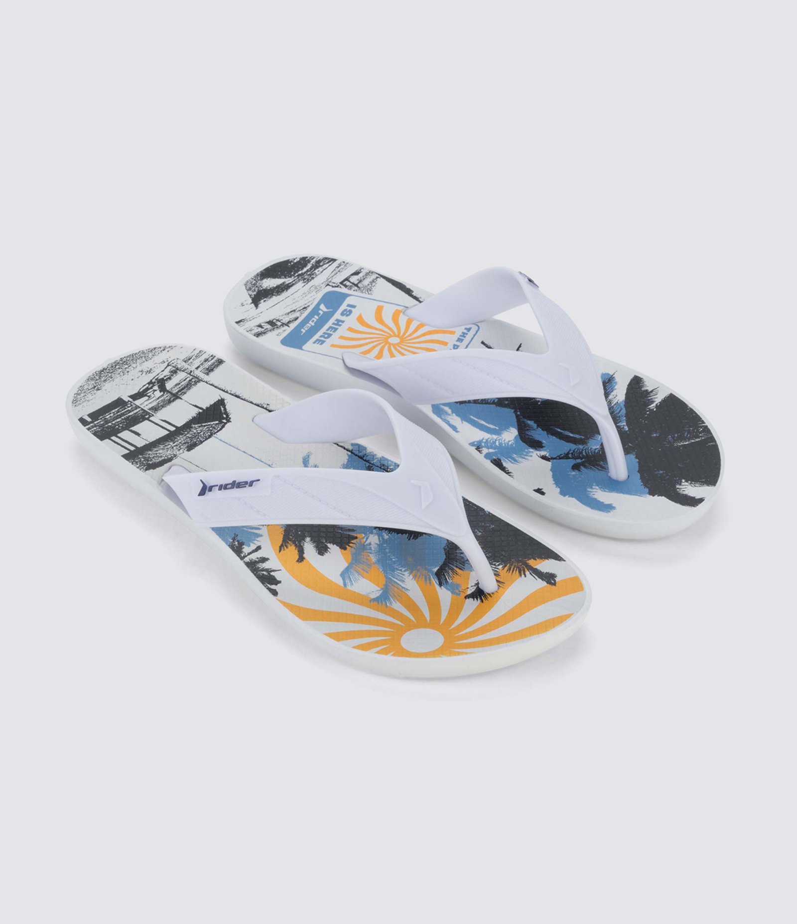 Chinelo de Tiras Strike Point com Estampa Tropical Rider Branco 1