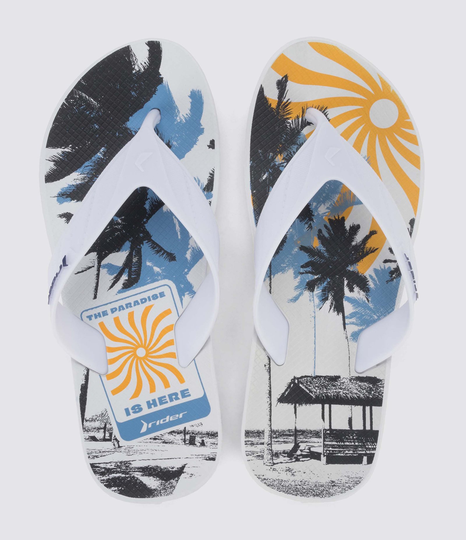 Chinelo de Tiras Strike Point com Estampa Tropical Rider Branco 3