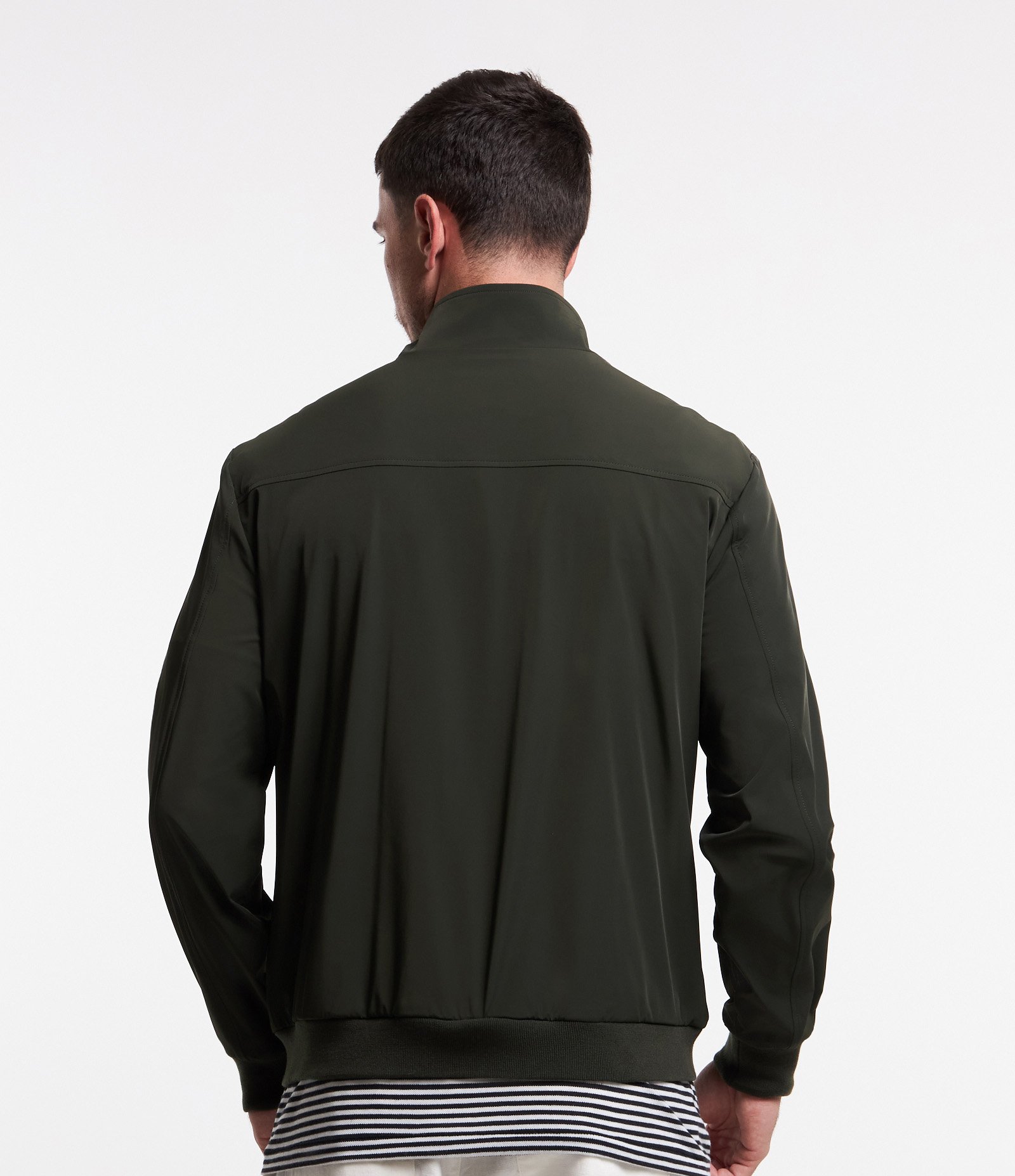 Jaqueta Bomber em Poliamida com Gola Alta e Zíper nos Bolso Verde 4