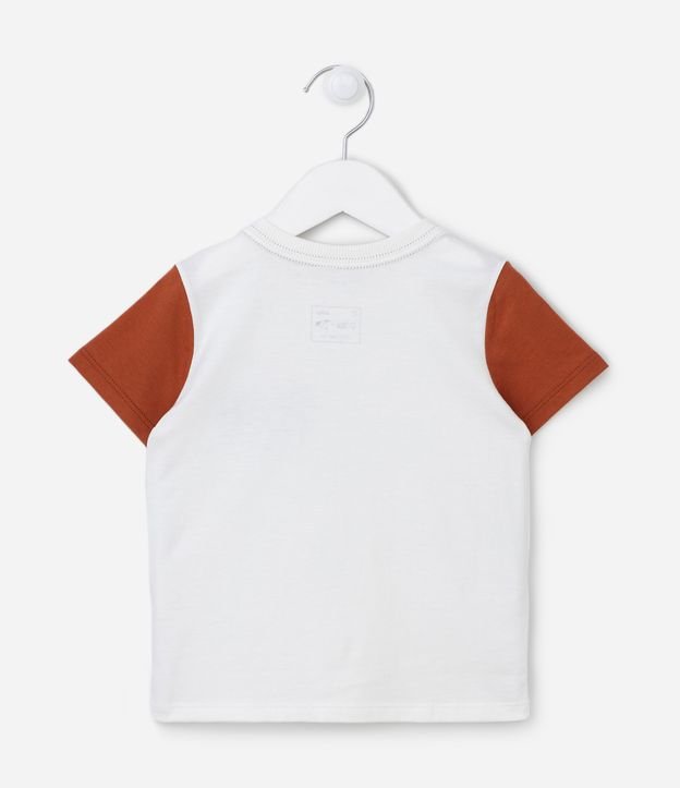 Camiseta Infantil com Mangas Contrastantes e Carrinho Bordado - Tam 1 a 5 anos Branco 2