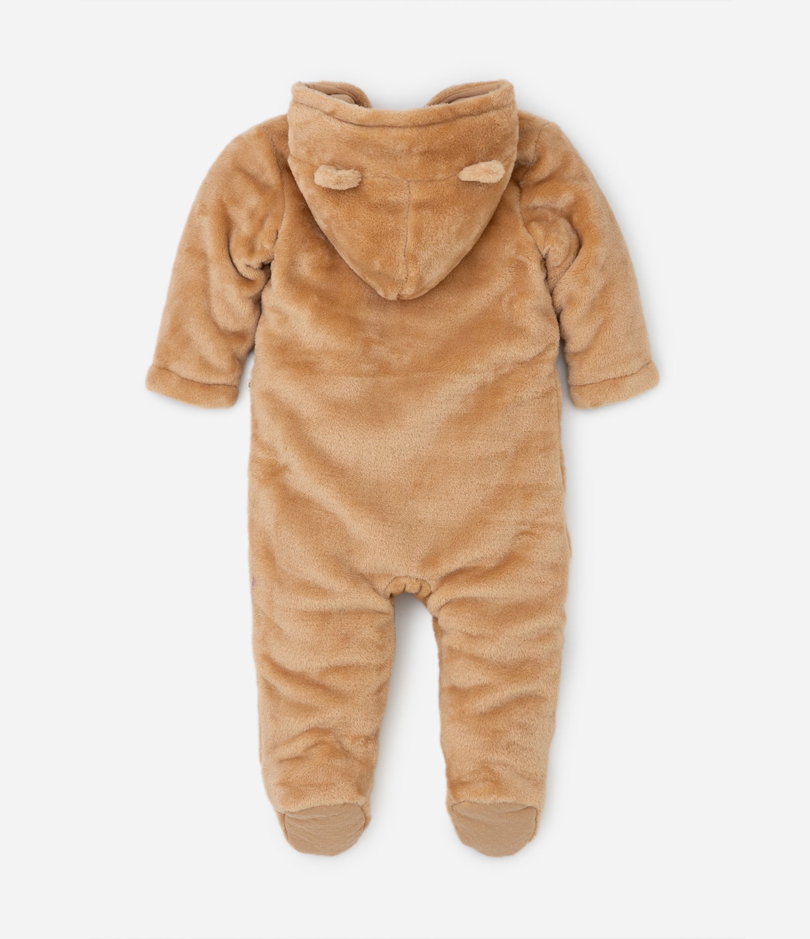 Macacão Infantil em Fleece com Orelhinhas e Bordado Leãozinho - Tam 0 a 18 meses Marrom 3