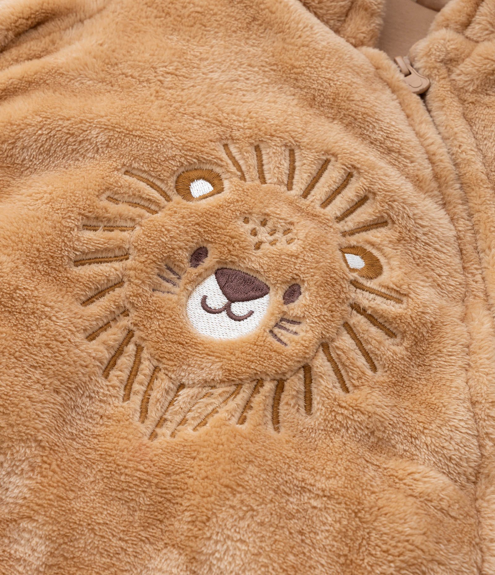 Macacão Infantil em Fleece com Orelhinhas e Bordado Leãozinho - Tam 0 a 18 meses Marrom 7