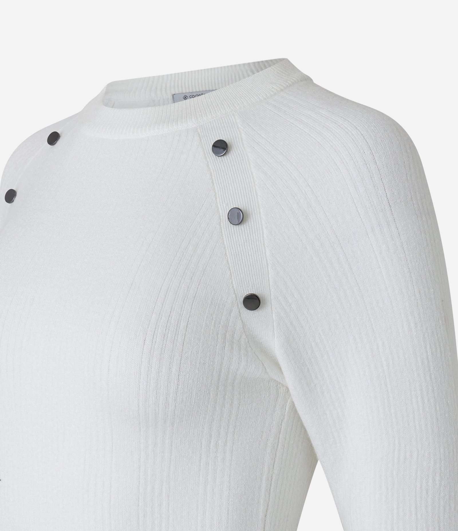 Blusa em Tricô com Mini Botões no Ombro Branco 7