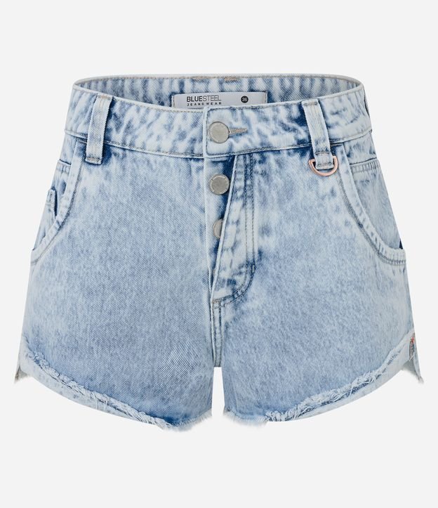 Short Boyfriend em Jeans com Botões e Argolinha no Passante Azul 5