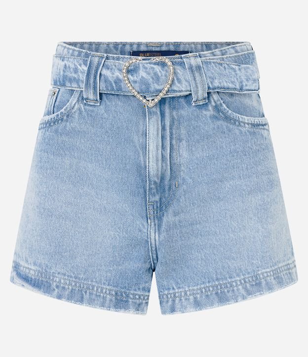 Short Jeans com Cinto e Fivela de Coração
