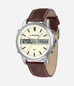 Relógio Lince Analógico com Pulseira em Couro e Caixa em Metal MAC4489L B1NB