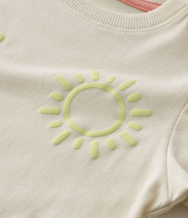 Camiseta Infantil com Estampa de Caranguejo - Tam 1 a 5 anos Bege 3