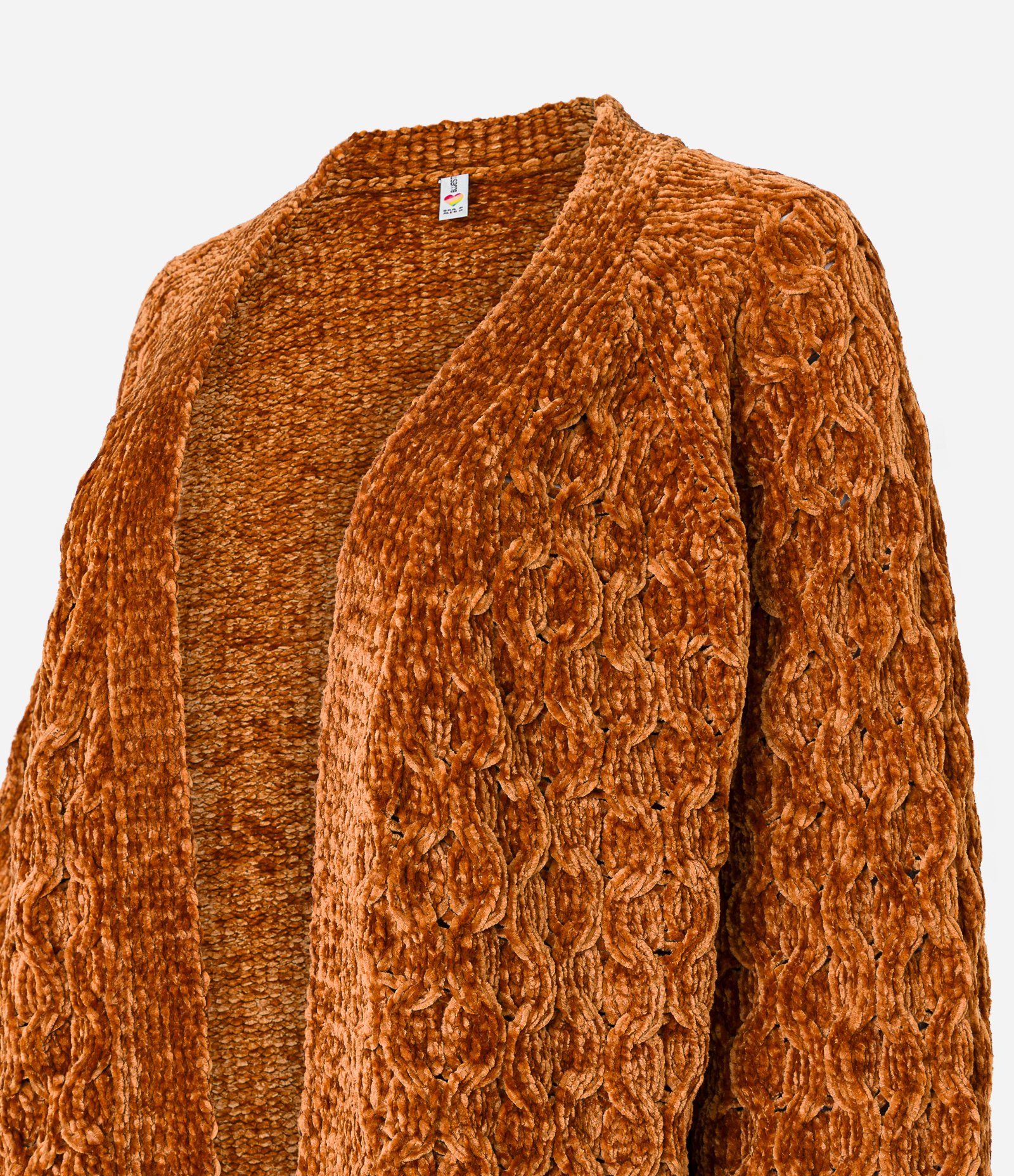 Cardigan Alongado em Chenille com Manga Bufante Marrom 7