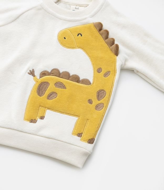 Conjunto Infantil em Plush com Bordado Girafa - Tam 0 a 18 meses Bege 3