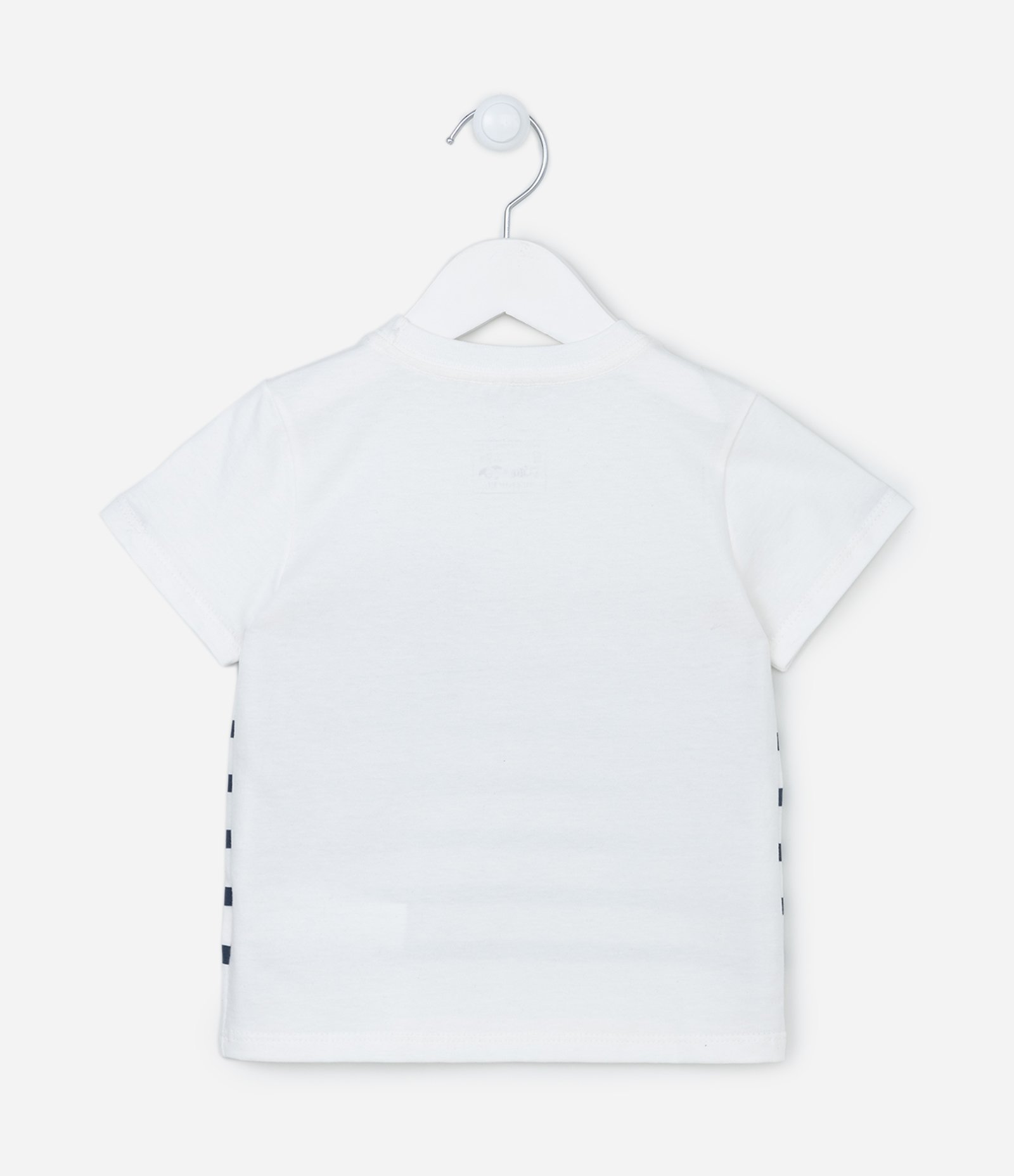 Camiseta Infantil Listrada e com Bolsinho - Tam 1 a 5 Anos Branco 2
