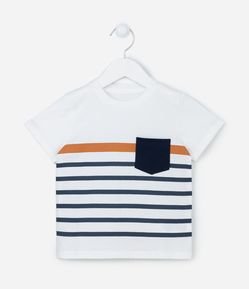 Camiseta Infantil Listrada e com Bolsinho - Tam 1 a 5 Anos