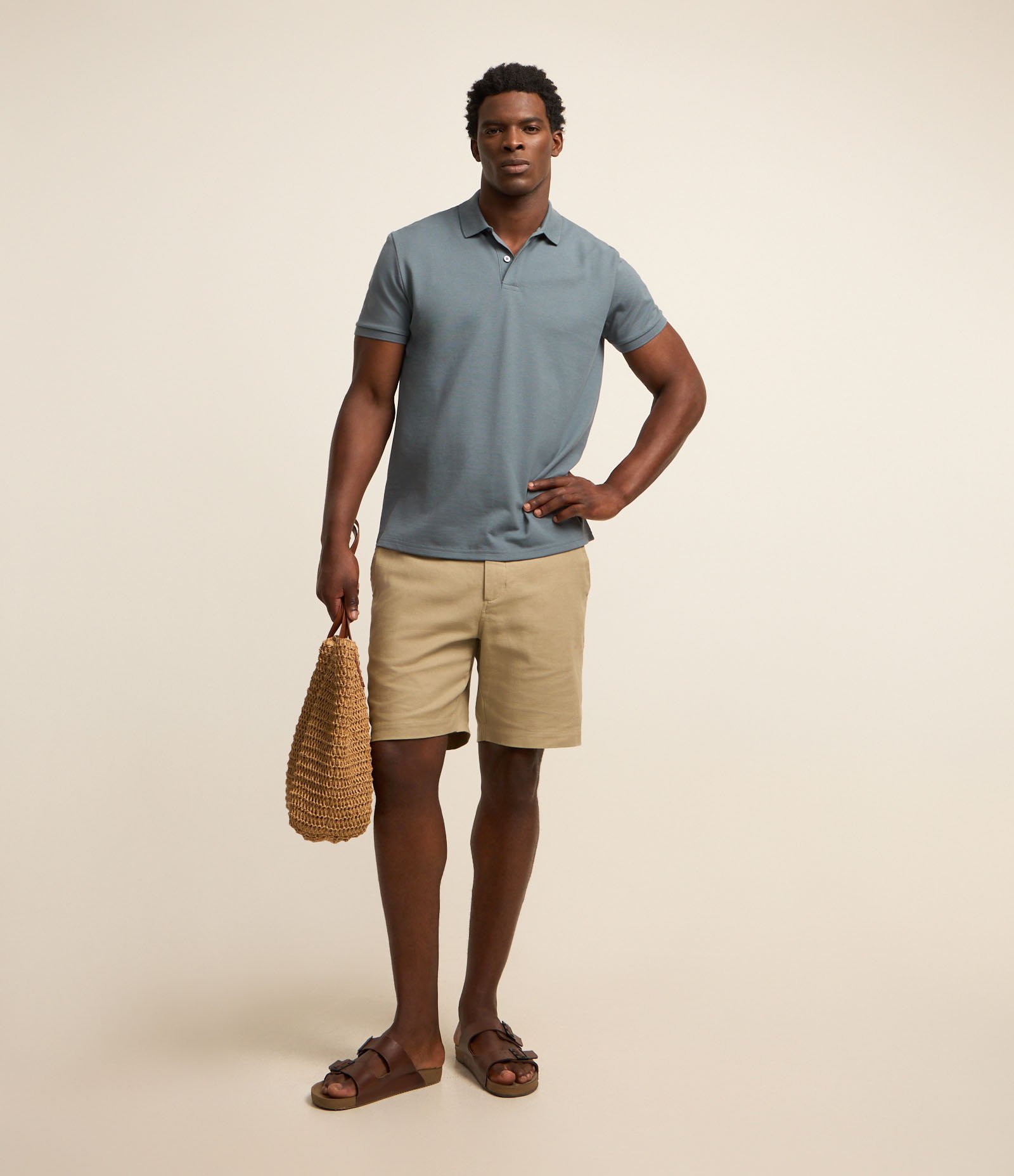 Camisa Polo Comfort em Algodão Peruano Azul Médio 2