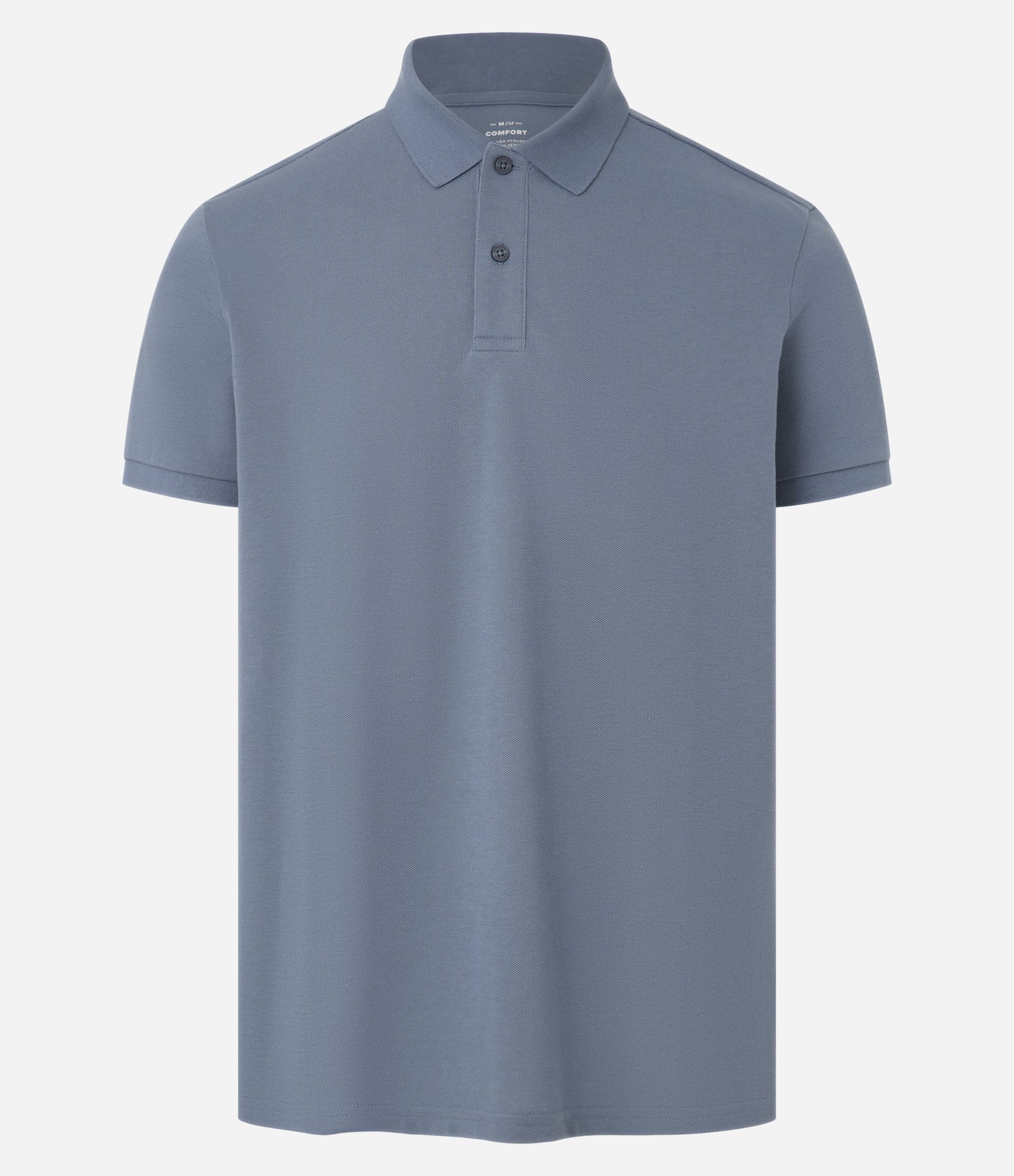 Camisa Polo Comfort em Algodão Peruano Azul Médio 4