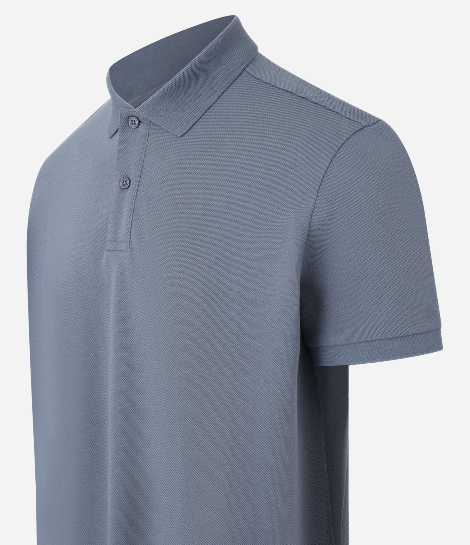 Camisa Polo Comfort em Algodão Peruano Azul Médio 5