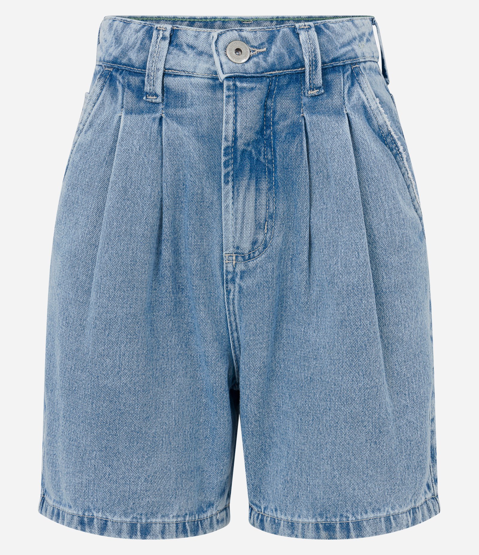 Bermuda Jeans Alfaiatada com Pregas Azul 5