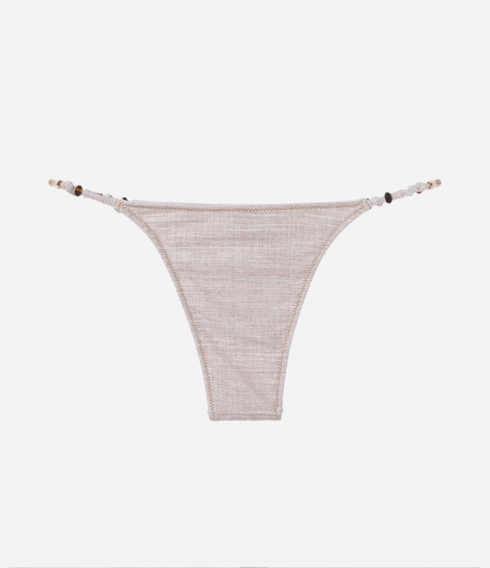 Biquíni Calcinha String em Poliamida com Lateral Detalhada e Estampa Linho Off White 6
