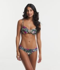 Biquíni Calcinha em Poliamida com Lateral Drapeada e Estampa Floral