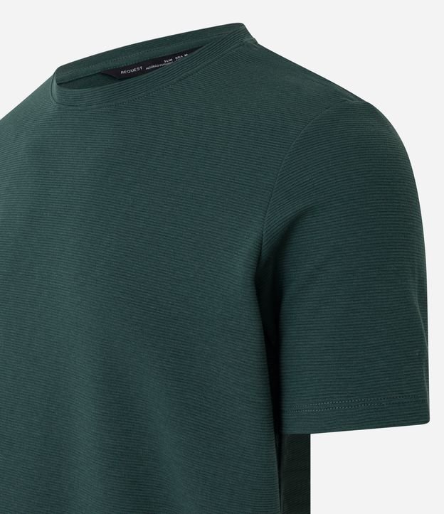 Camiseta Slim em Algodão Peruano com Textura Canelada Verde Escuro 8
