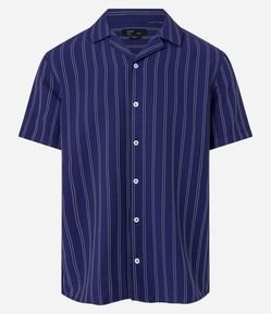 Camisa Boxy em Viscose com Estampa de Listras Risca de Giz
