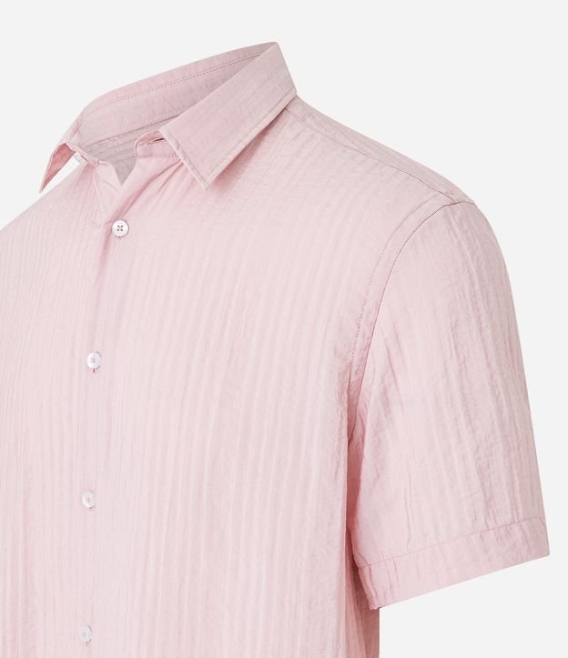 Camisa Regular em Viscose com Textura Canelada Rosa Claro 8
