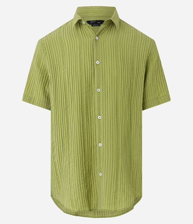 Camisa Regular em Viscose com Textura Canelada Verde 7