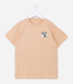 Camiseta Infantil com Estampa Localizada de Folhagem - Tam 5 a 14 anos