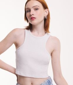 Blusa Regata em Ribana Cavada e com Leve Textura