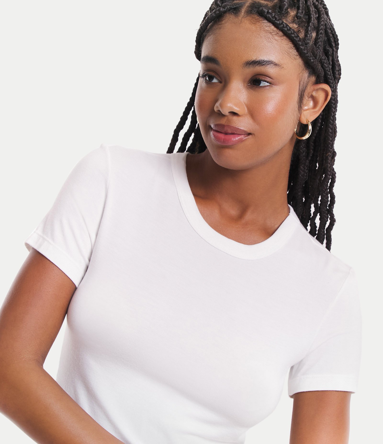 Blusa Cropped Básica em Viscose com Manga Curta Branco 4