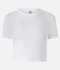 Blusa Cropped Básica em Viscose com Manga Curta