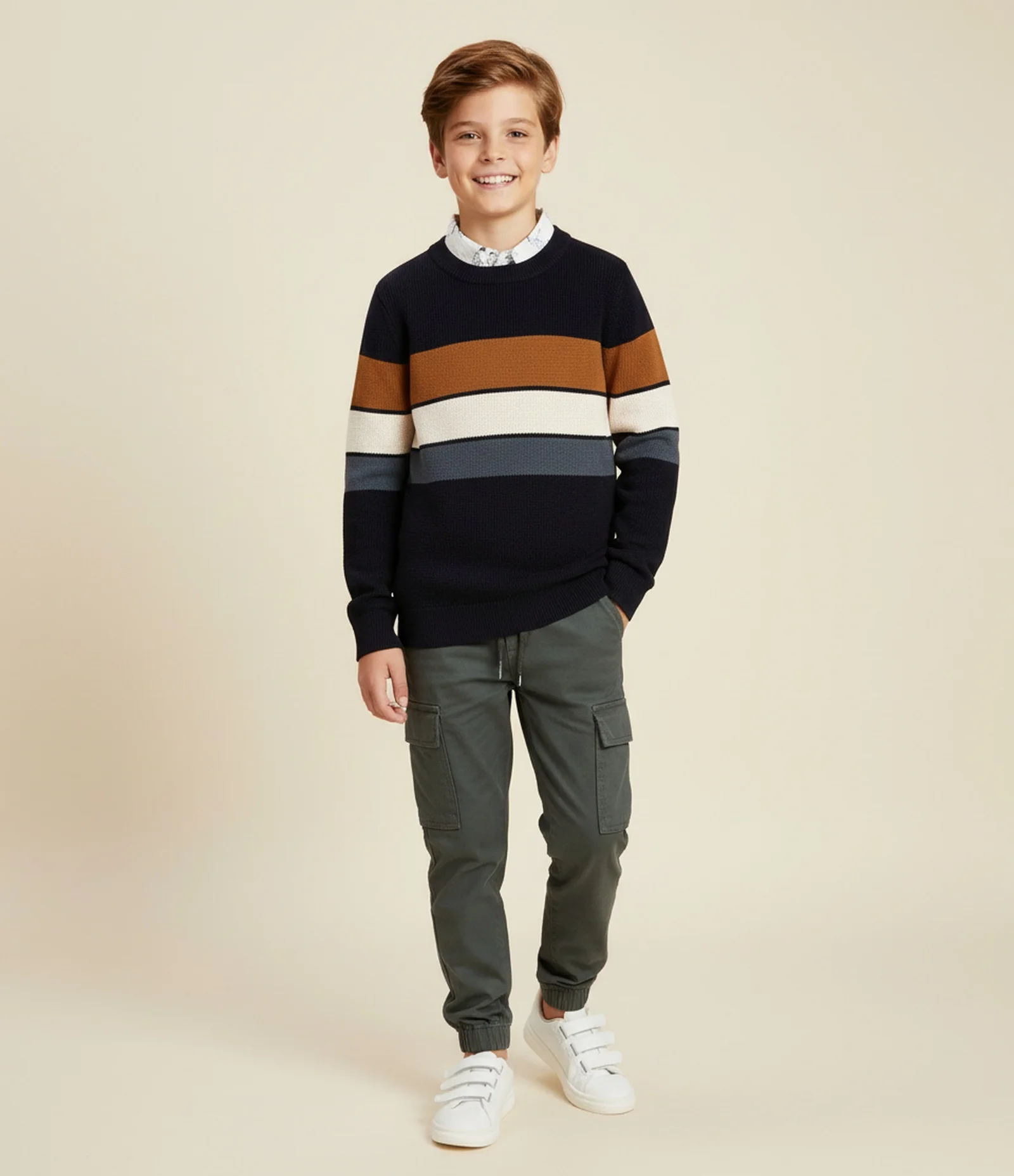 Calça Jogger Infantil com Bolsos Cargo - Tam 5 a 14 anos Verde 1