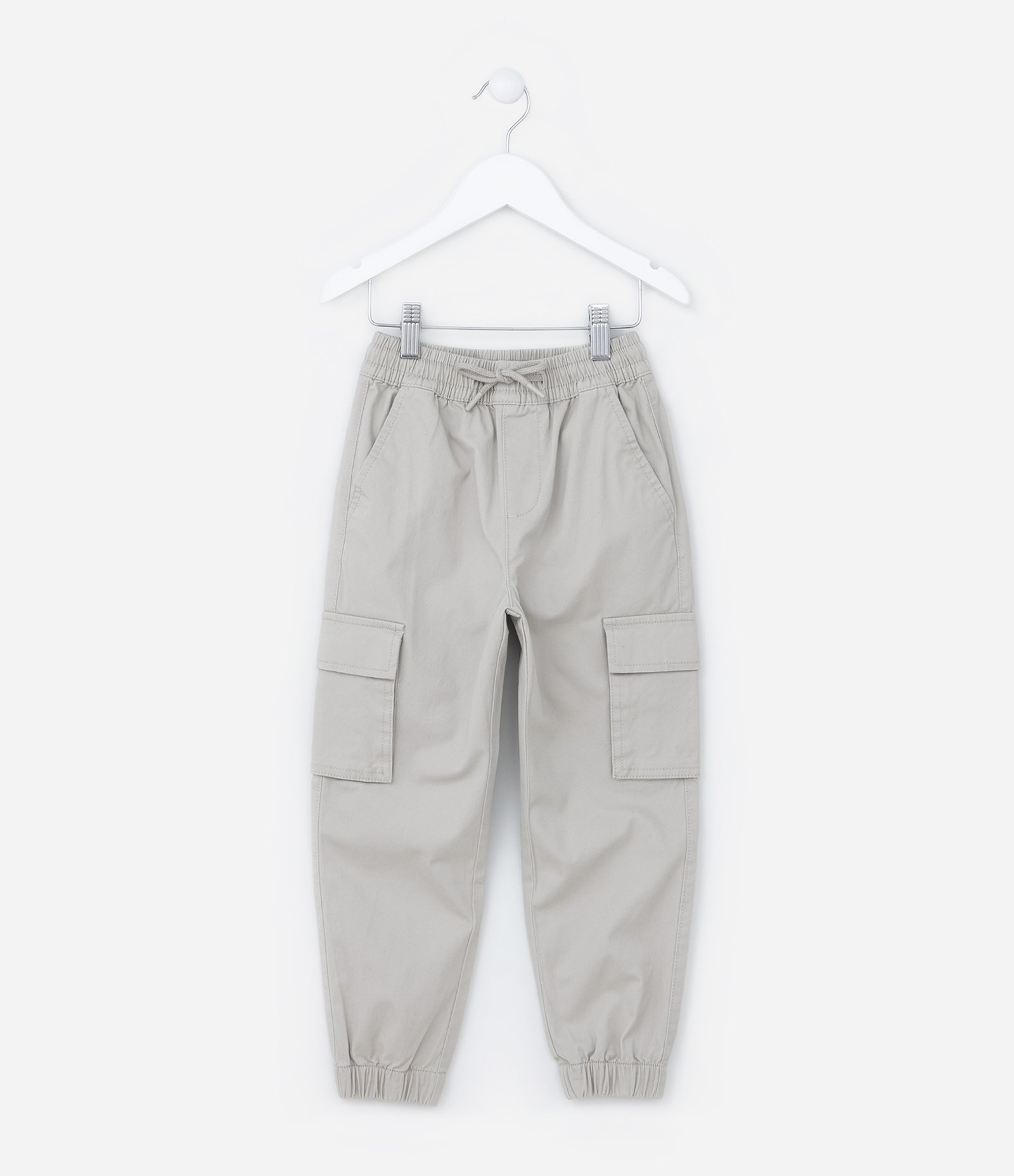 Calça Jogger Infantil com Bolsos Cargo - Tam 5 a 14 anos Bege 1