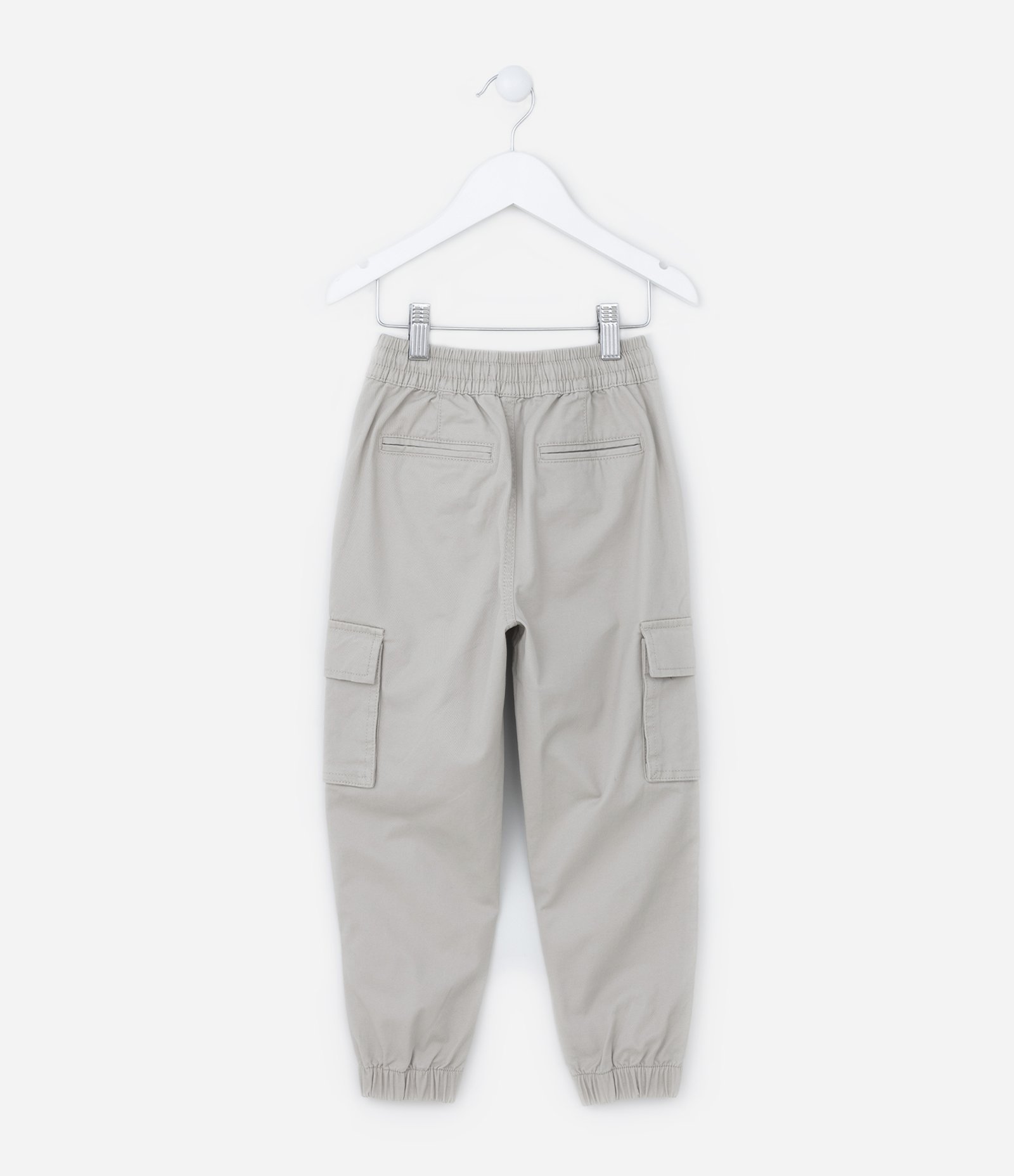 Calça Jogger Infantil com Bolsos Cargo - Tam 5 a 14 anos Bege 2