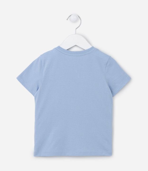 Camiseta Infantil com Estampa Interativa de Ursinho no Bolso - Tam 1 a 5 anos Azul 2