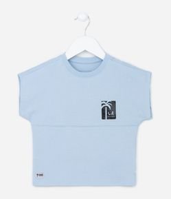 Camiseta Infantil com Manga Diferenciada e Estampa de Coqueiro - Tam 1 a 5 anos