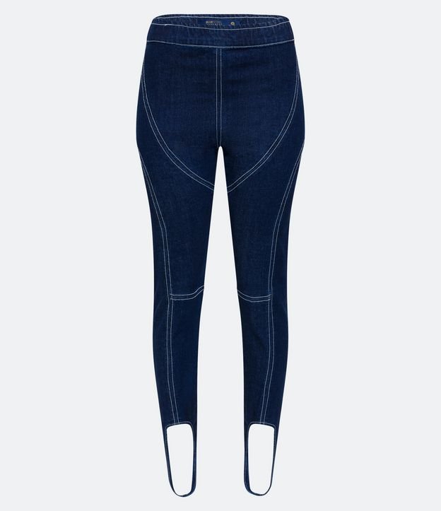 Calça Cintura Alta Jeans com Pespontos Contrastantes e Super Elastizada