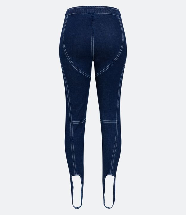 Calça Cintura Alta Jeans com Pespontos Contrastantes e Super Elastizada