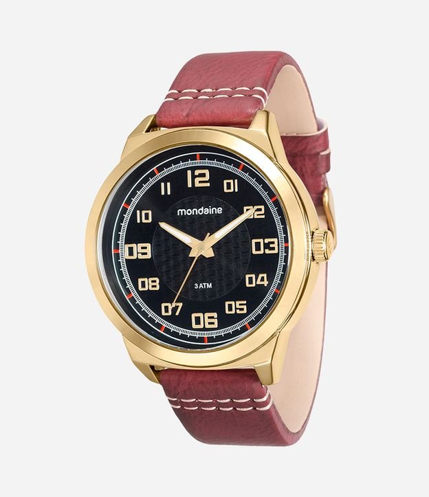 Relogio Mondaine Masculino Analógico com Pulseira em Couro e Caixa em Metal 76601GPMVDH2