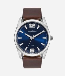 Relogio Mondaine Masculino Analógico com Pulseira em Couro e Caixa em Metal 76787G0MVNH2