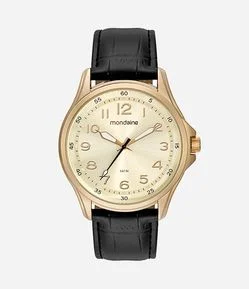 Kit Relogio Mondaine Masculino Analógico com Pulseira em Couro e Caixa em Metal 99419GPMVDH6KV