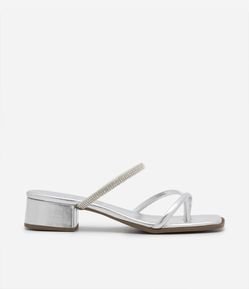 Sandália Mule com Multi-tiras e Brilhos