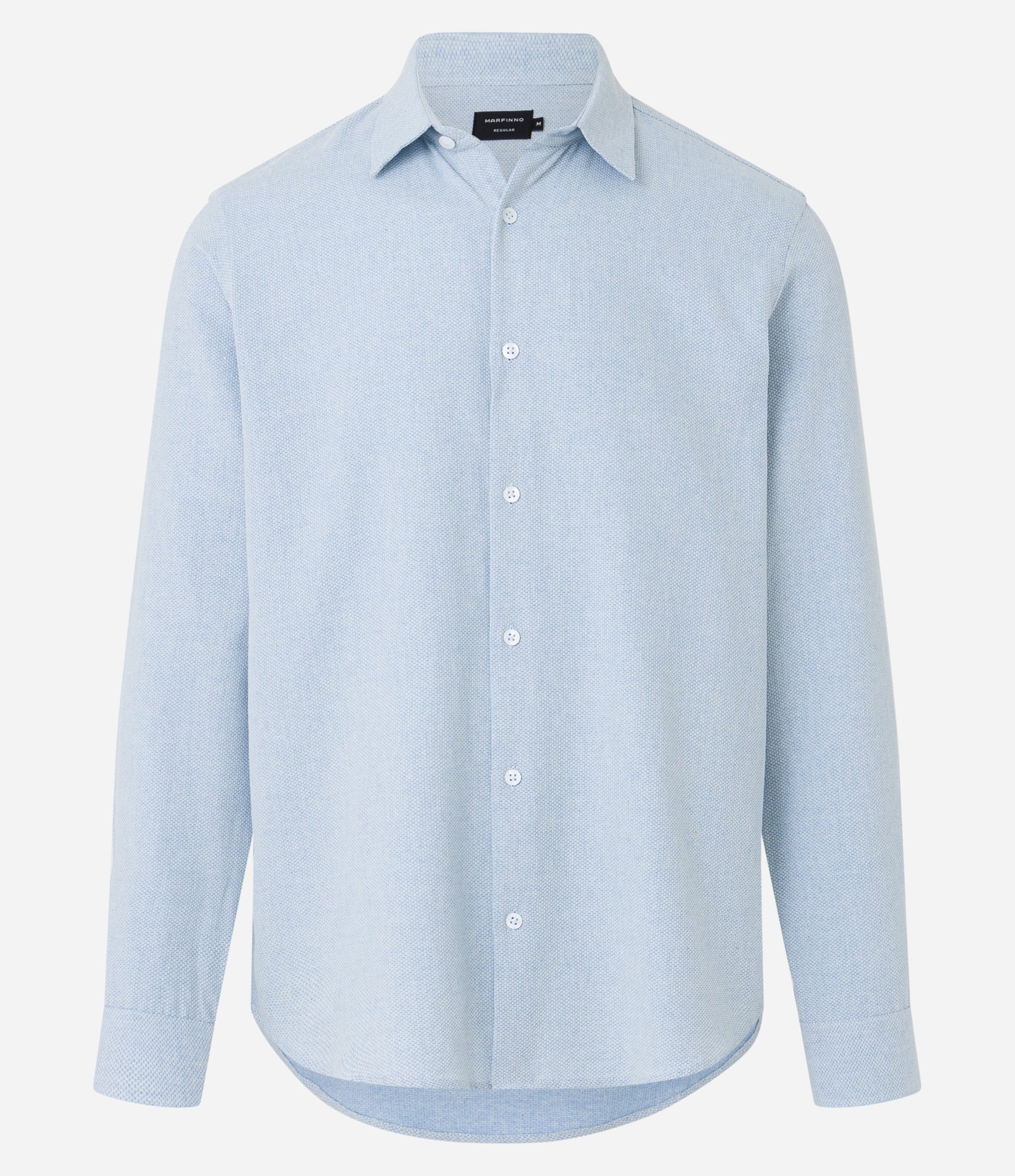 Camisa Regular com Textura Maquinetada e Gola Colarinho Azul Bebê 6
